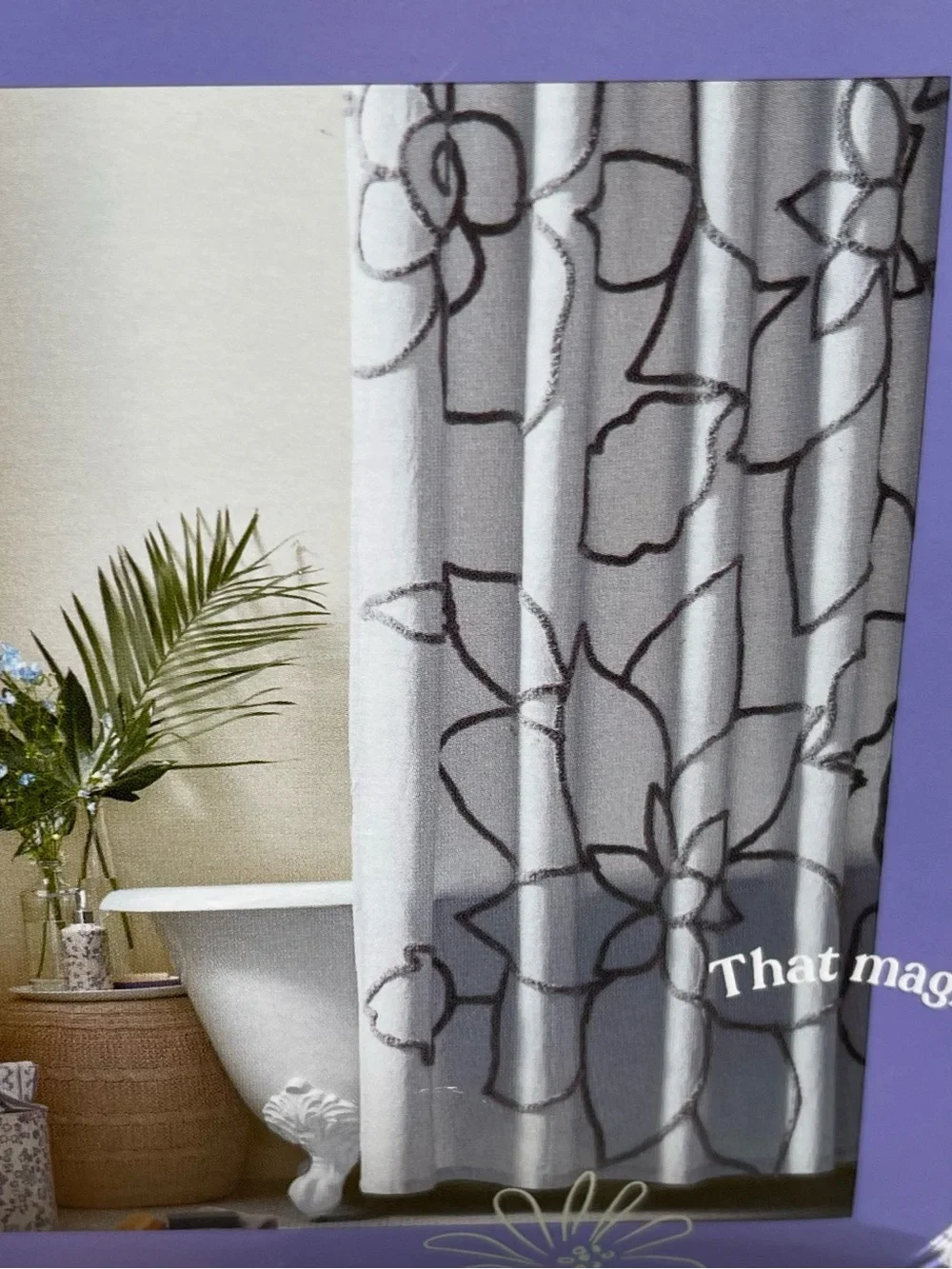 Wild Sage Corinna Tufted Floral Shower Curtain - Gray